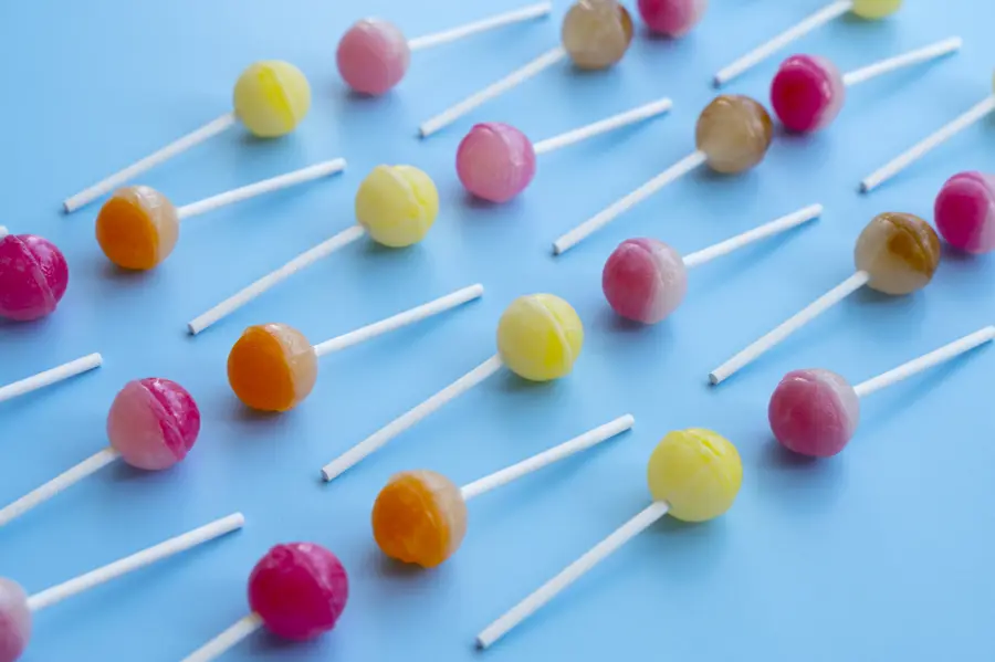 Flat Lay Colorful Ball Lollipops